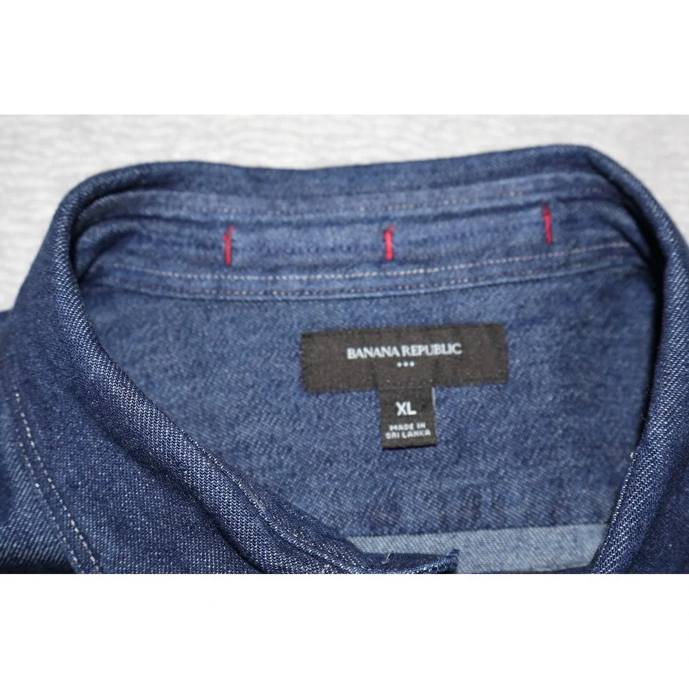 Banana Republic Denim Shirt Mens XL Blue Jean Short Sleeve Utility Workwear